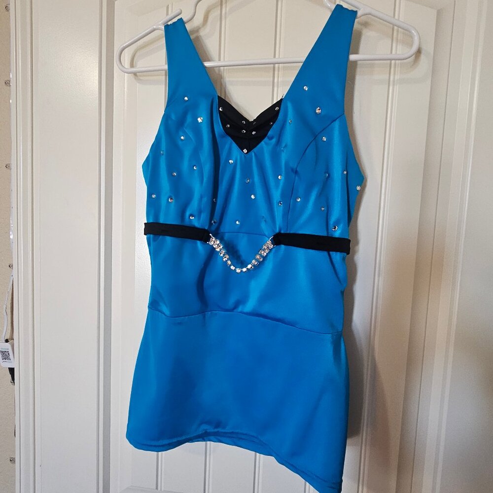 Blue dance tank with rhinestones